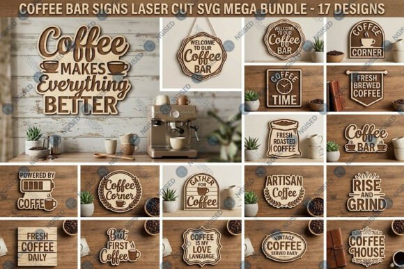 Download Coffee Bar Signs Laser Cut SVG Mega Bund - Bar Collection
