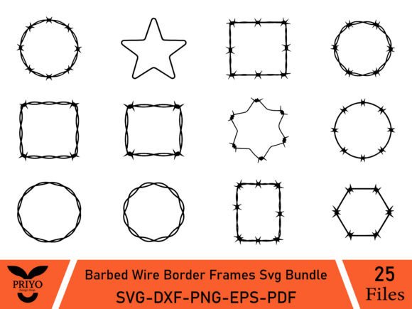 Download Barbed Wire Border Frames Svg Bundle - Bar Collection