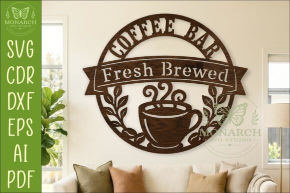 Download Coffee Bar Wall Sign SVG, Fresh Brewed - Bar Collection