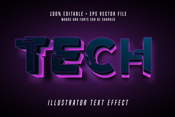 Download TECH 3D Illustrator Text Effect Font - Effect Collection