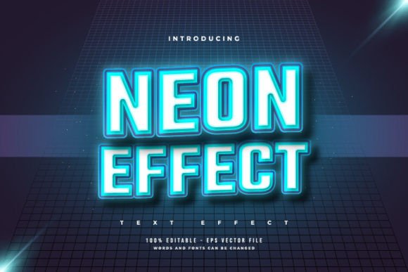 Download Text Effect in Blue Neon Style - Effect Collection