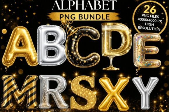 Download New Year Alphabet PNG Bundle - Premium Resources