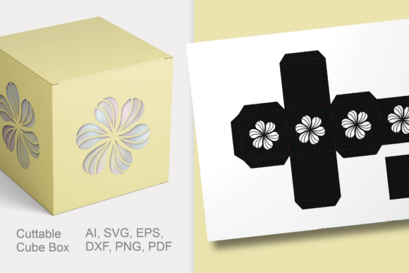 Download Flower Shape Holes Cube Gift Box SVG - Gift Collection