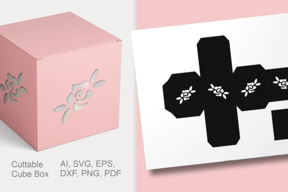 Download Small Zig Zag Roses Cube Gift Box SVG - Gift Collection