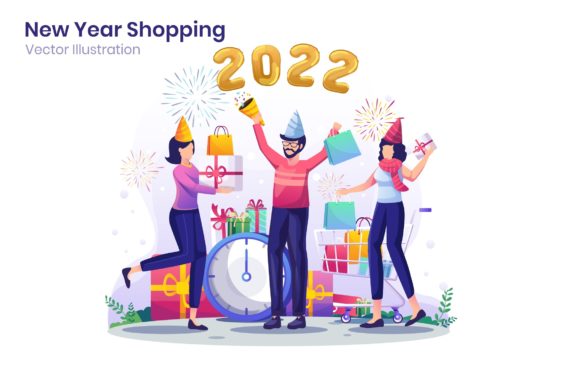 Download New Year Shopping Sale Flat Illustration - New year Collection
