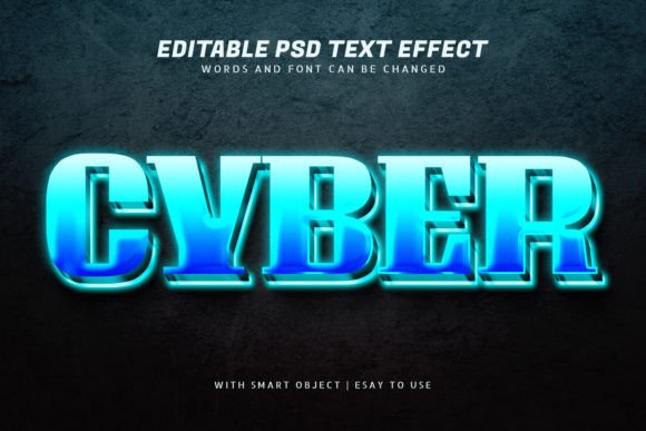 Download Cyber 3d Blue Glow Text Effect Editable - Effect Collection